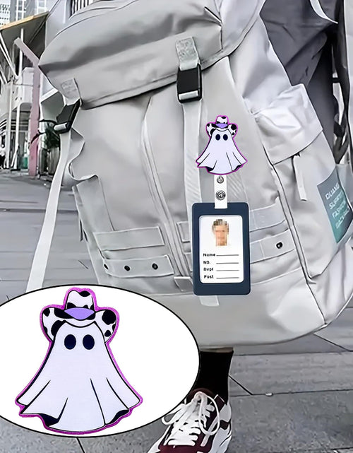 Load image into Gallery viewer, CHAONENG Funny Purple Ghost Nurse Badge Reel Retractable Clip Acrylic ID Holder
