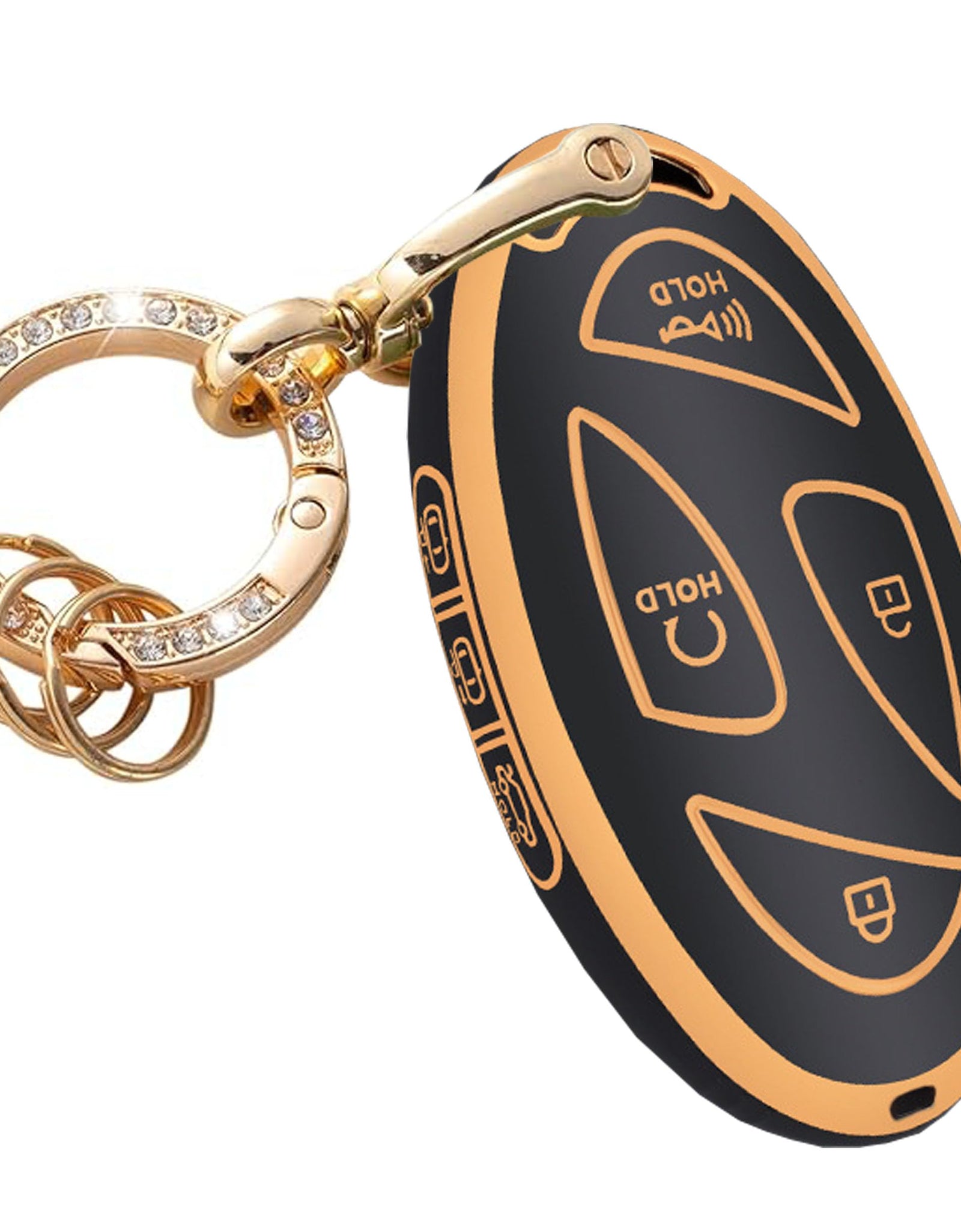 TAPAYICA Hyundai Key Fob Cover 7Buttons Black-Gold for Ioniq 6 Grandeur GN7 KONA