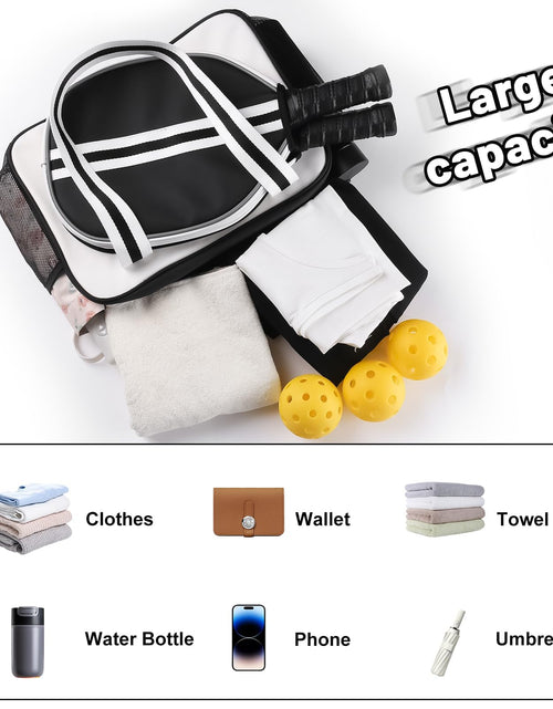 Load image into Gallery viewer, SPOENGRU PU Leather Pickleball Paddle Bag Small Black Fashion Tote
