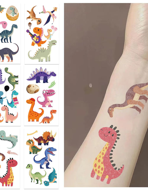 Load image into Gallery viewer, SBOBUY Dinosaur Temporary Tattoos 10 Sheets Blue Cartoon Kids Party Favors

