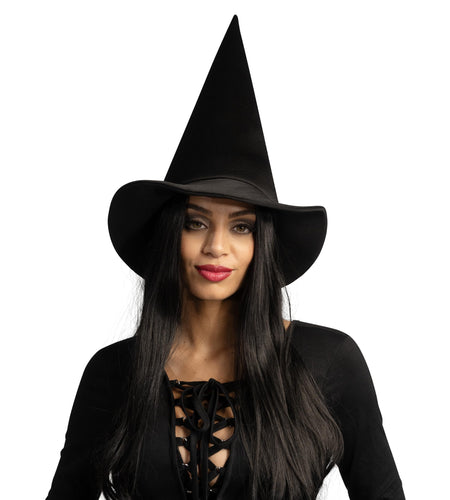 Spooktacular Creations Halloween Black Witch Hat Soft Satin Costume Accessory