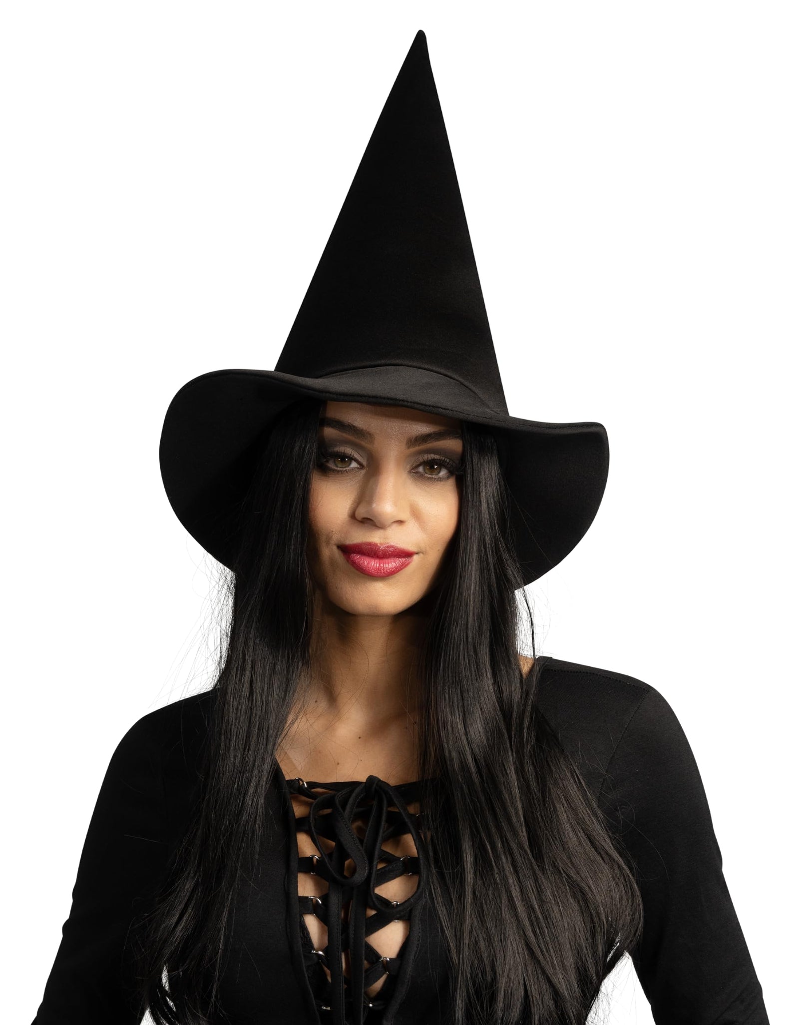 Spooktacular Creations Halloween Black Witch Hat Soft Satin Costume Accessory