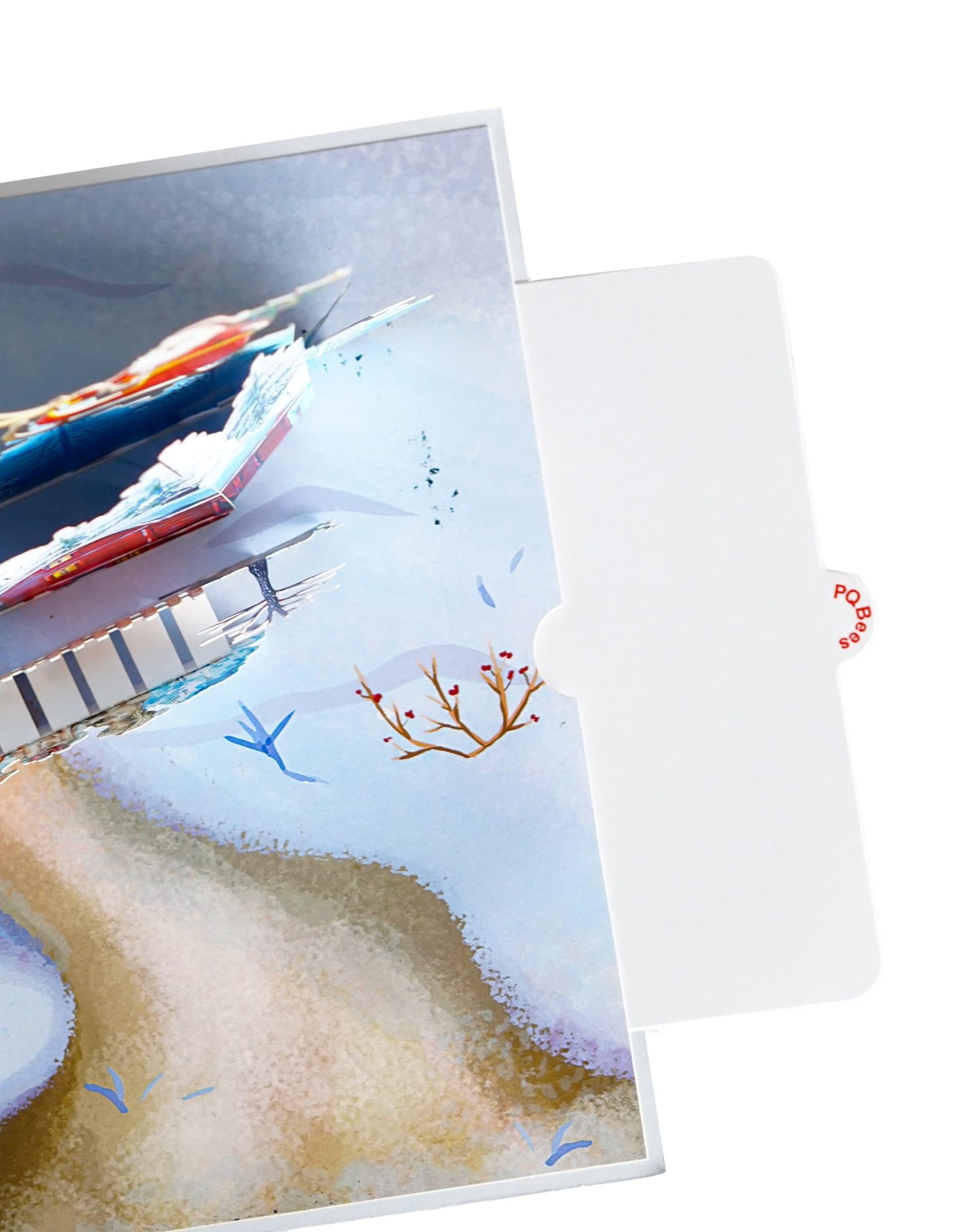PQ Bees Winter Town Merry Christmas 3D Pop Up Cards w Envelope