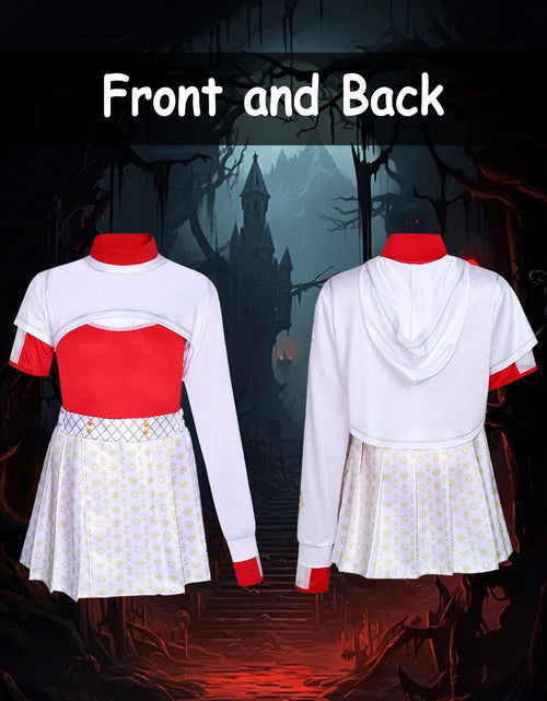 Load image into Gallery viewer, ACLGCSU Girls Zombie Cheerleader Costume 3PCS White Skirt Size 5-6 Years
