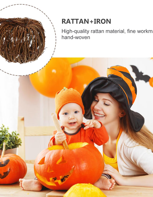 Load image into Gallery viewer, VOSAREA Wicker Rattan Pumpkin Ornament Rustic Brown 15CM Halloween Thanksgiving
