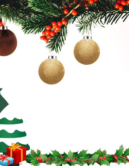 Load image into Gallery viewer, Xmastell 12 Pcs Velvet Christmas Ornaments Set Coffee Brown 3.15 Inch
