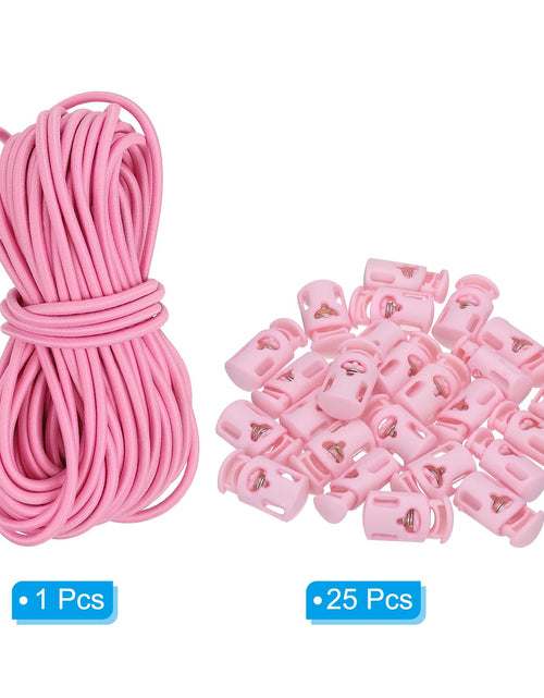 Load image into Gallery viewer, PATIKIL 10 Yard Elastic Bungee Cord &amp; Cord Lock, Pink, 25 Pack
