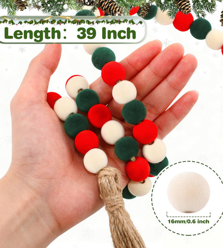 Canlierr Velvet Christmas Bead Garland 39in Neutral Flock Beads Tassels