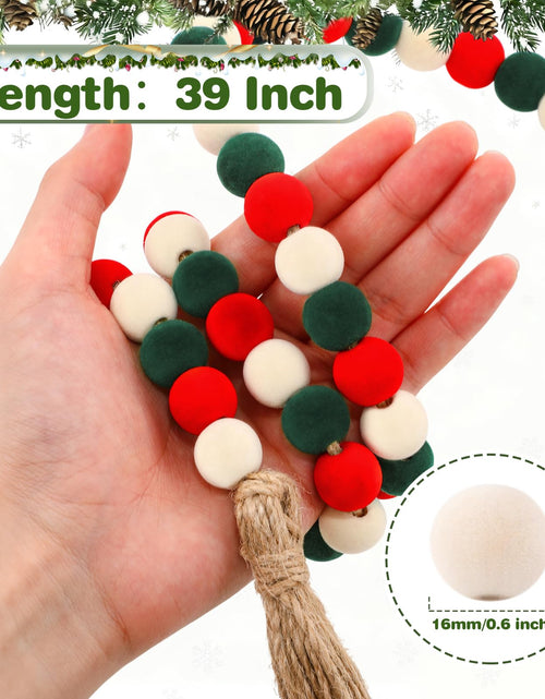 Load image into Gallery viewer, Canlierr Velvet Christmas Bead Garland 39in Neutral Flock Beads Tassels
