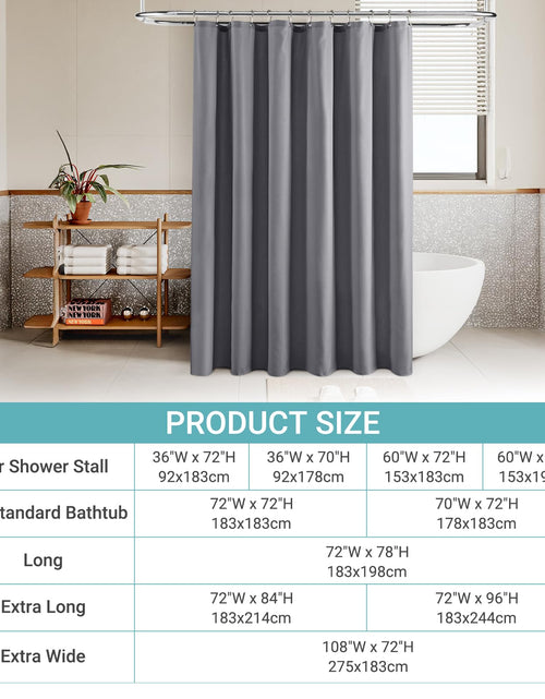 Load image into Gallery viewer, Jolilight Grey Linen Blend Shower Curtain Rustic Cottage 72x72 with Hooks
