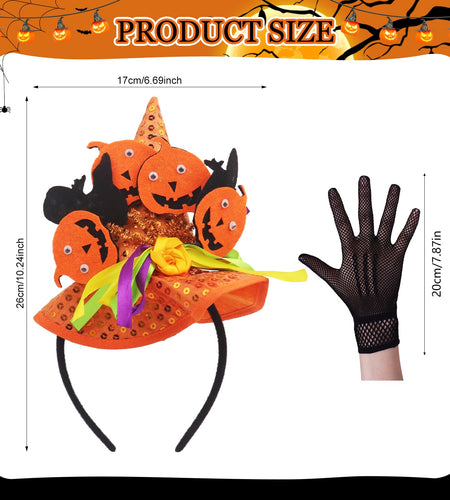 HyperFun Halloween Witch Hat Headband Orange Cartoon Womens Accessory