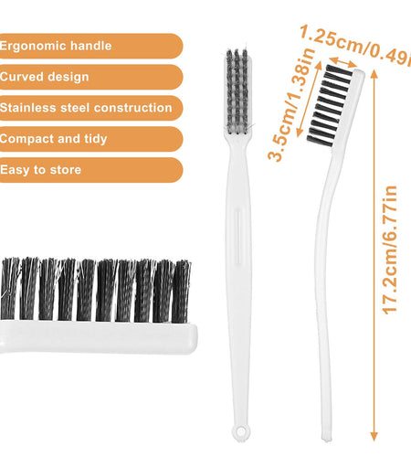 Yolev 5Pcs Stainless Steel Wire Brushes Heavy-Duty Curved Handle Cleaning