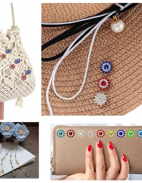 Load image into Gallery viewer, TKDUJH 100pcs Crystal Gem Sew On Rhinestone Pearl White 12mm 14mm Flower

