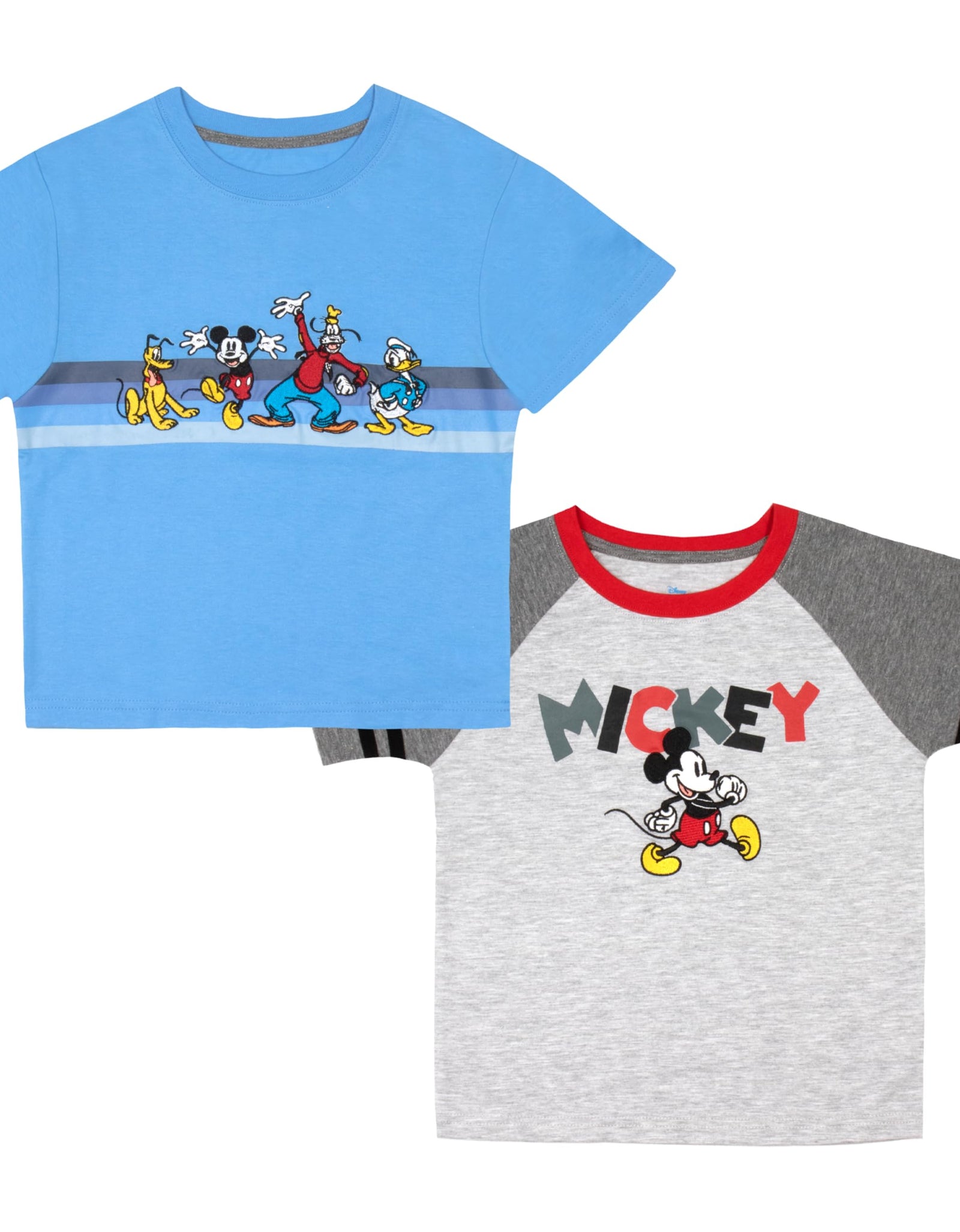 Disney Mickey Mouse Boys 2 Pack T Shirt Short Sleeve Kids Size 4 Blue Grey