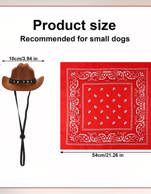 Load image into Gallery viewer, PEUTIER Pet Cowboy Costume Dog Hat &amp; Bandana Brown Red Small
