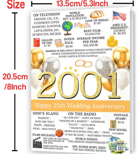 Hongshan 25th Wedding Anniversary Card for Couple Vintage hs-235