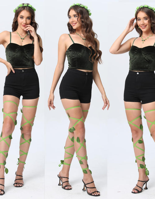 Load image into Gallery viewer, Xintorch Halloween Ivy Rave Leg Wraps Necklace Earrings Hairband Set Green
