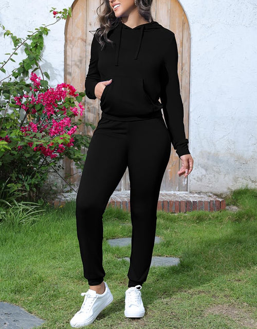 Load image into Gallery viewer, Womens 2 Piece Tracksuit Hoodie Sweatshirt Jogger Set Black M Open Box
