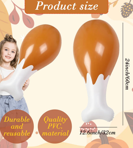 AIUPUOC Thanksgiving Turkey Leg Inflatable Balloon 24'' Orange 1Pc PVC