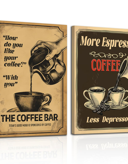 Load image into Gallery viewer, HTTART Vintage Coffee Canvas Wall Art 12x16 Set of 2 Retro Brown
