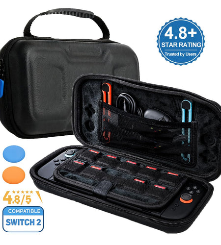 Generic Nintendo Switch 2 Carrying Case 2025 Hard Shell Black Nylon