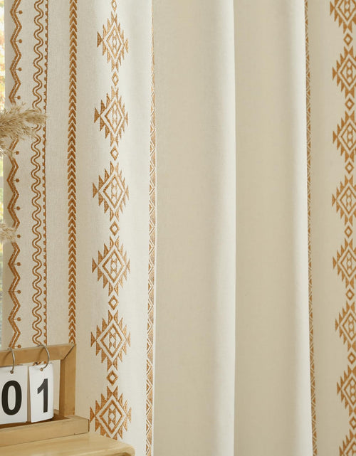 Load image into Gallery viewer, ColorBird Boho Embroidered Gold Brown Curtains 52x63in 2 Panels Set
