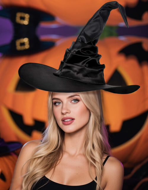 Load image into Gallery viewer, Leuceiy Halloween Witch Hat Black Polyester One Size Women Costume Accessory
