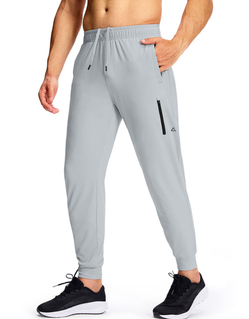 Load image into Gallery viewer, MUZEGE Men's Athletic Joggers Sweatpants Lightweight Running Light Grey Size L
