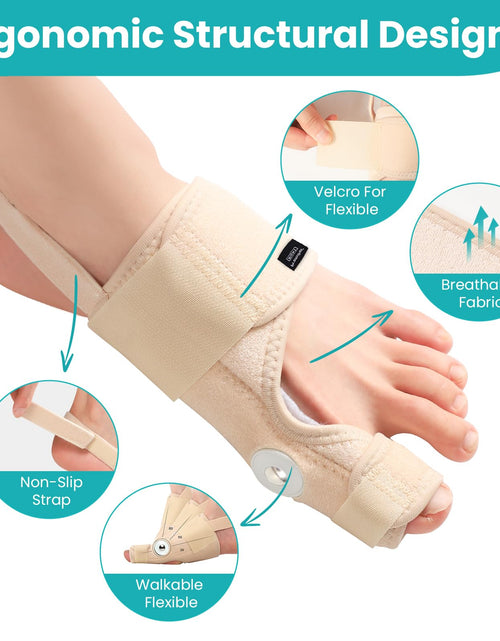 Load image into Gallery viewer, Promifun Bunion Corrector Adjustable Toe Splint Pain Relief Beige 1Pair One Size
