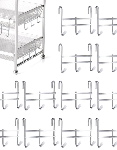 Load image into Gallery viewer, Dimeho 12pcs 3 Hook Wire Shelving Attachment Silver 3.74x3.27x1.38in
