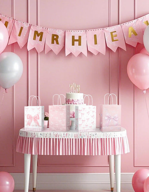 Load image into Gallery viewer, BOXOB Pink Bow Gift Bags 12pcs 8.27x6.3x3.15in Pink White Party Favor
