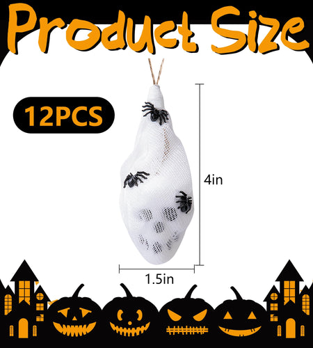 Watayo 12 Pcs Mini Halloween Skull Decorations 4x1.5in White Gauze Wrapped