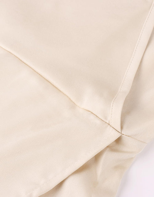 Load image into Gallery viewer, AliChan Womens Satin Wrap Dress V Neck Flared Sleeve Tie Waist Beige Size L
