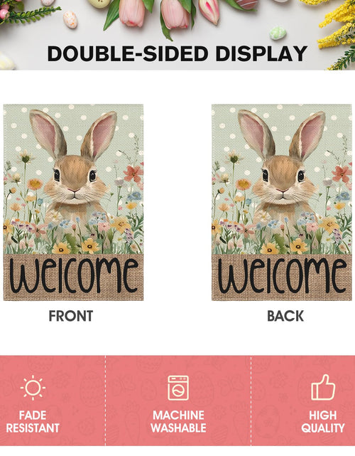 Load image into Gallery viewer, AVOIN colorlife Easter Bunny Garden Flag 12x18 Inch Blue Double Sided
