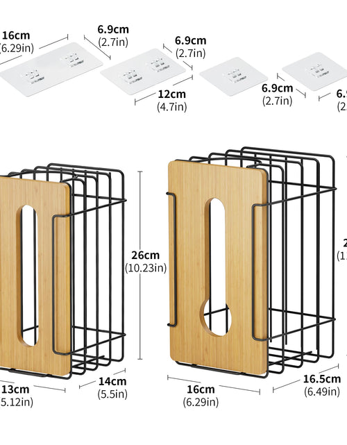 Load image into Gallery viewer, Stylstoreazy 2 Pack Wall Mount Grocery Bag Holder Bamboo Top Black Large
