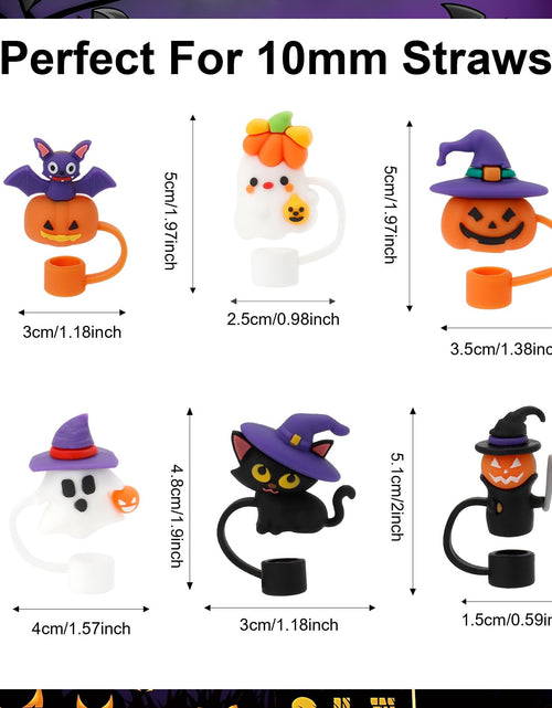 Load image into Gallery viewer, LmashRbaiw 6PCS Silicone Ghost Straw Toppers for Stanley Cups Halloween
