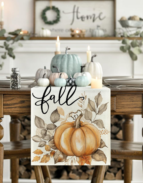 Load image into Gallery viewer, Artoid Mode Pumpkins Eucalyptus Table Runner 13x36 Inch Beige 210 GSM
