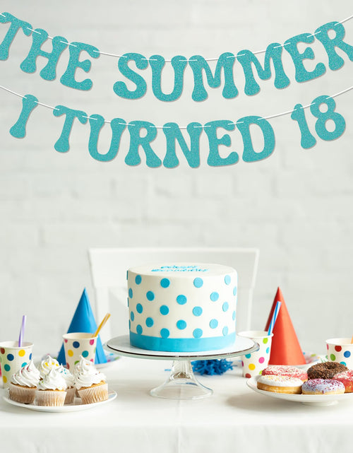 Load image into Gallery viewer, Nesinpa The Summer I Turned 18 Banner Blue Glitter 18th Birthday Party
