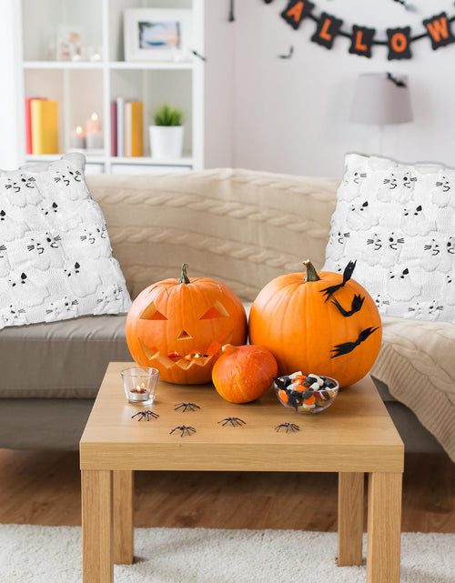 Load image into Gallery viewer, RBQXNW Halloween Pillow Covers 18x18 White Cat Ghost Set of 2 Plush
