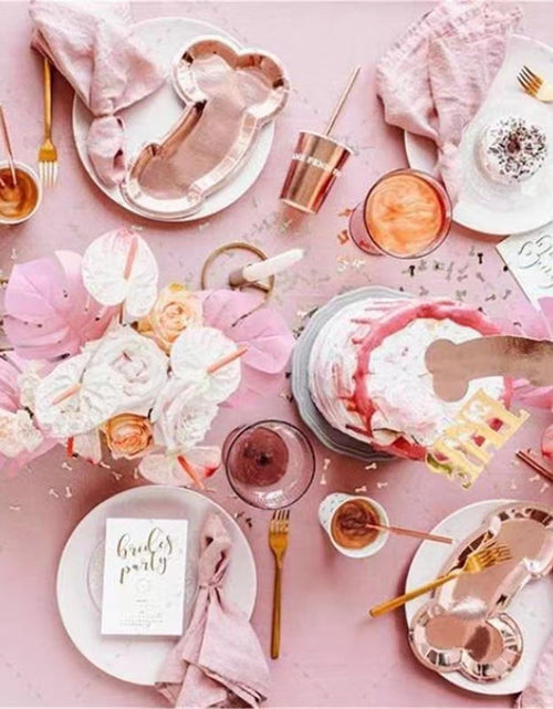 Load image into Gallery viewer, HQKJGSYX 10 PCS Disposable Glitter Party Plates Rose Gold Geometric Modern
