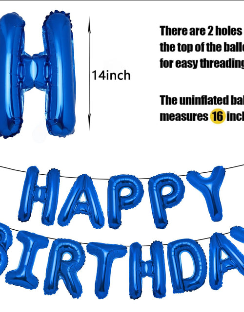 Load image into Gallery viewer, PIGETALE 16in Royal Blue Happy Birthday Balloon Banner 13pcs Aluminum

