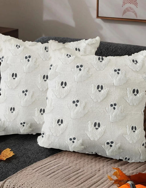 Load image into Gallery viewer, LUOLILI Halloween Pillow Covers 18x18 White Ghost Set of 2 Plush Polyester
