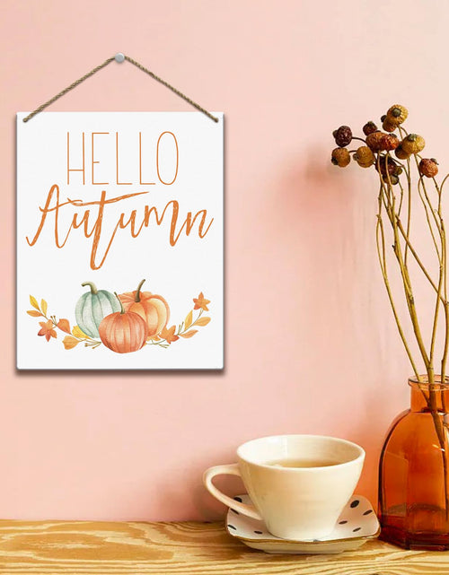 Load image into Gallery viewer, Hello Autumn Rustic Wood Wall Sign Fall Decor Seasonal Harvest Farmhouse
