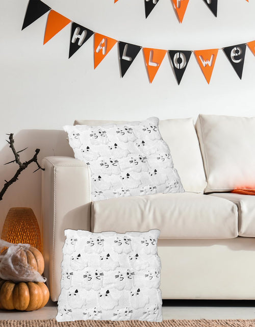 Load image into Gallery viewer, RBQXNW Halloween Pillow Covers 18x18 White Cat Ghost Set of 2 Plush
