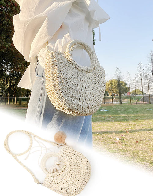 Load image into Gallery viewer, Garemcy Women's Straw Crossbody Mini Travel Shoulder Tote Bag Beige
