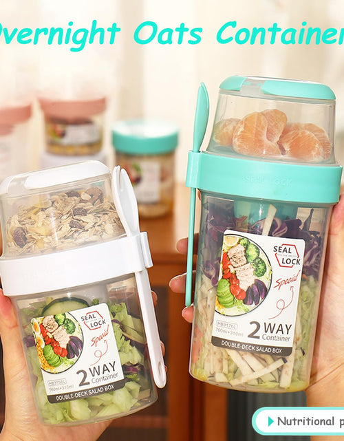 Load image into Gallery viewer, Kendyy 2 Pack Leak Proof Overnight Oats Container with Spoon Green

