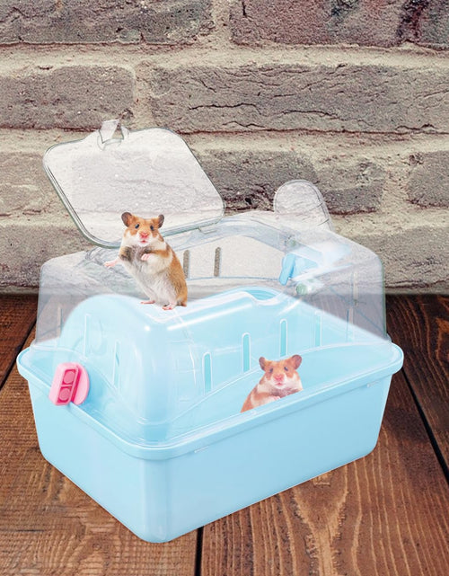 Load image into Gallery viewer, Totority Panoramic Sunroof Hamster Carrier Cage Sky-Blue Portable Plastic
