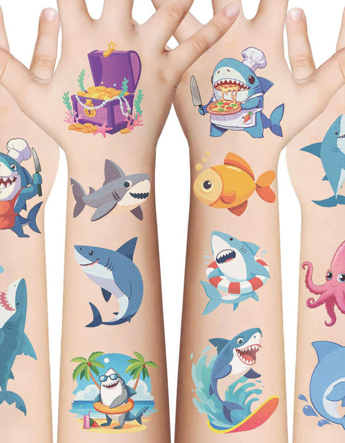 Load image into Gallery viewer, SBOBUY Shark Temporary Tattoos 10 Sheets Birthday Party Supplies Green
