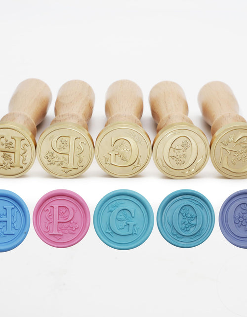 Load image into Gallery viewer, Alphabet Brass Wax Seal Stamps with Detachable Wood Handles for Invitations

