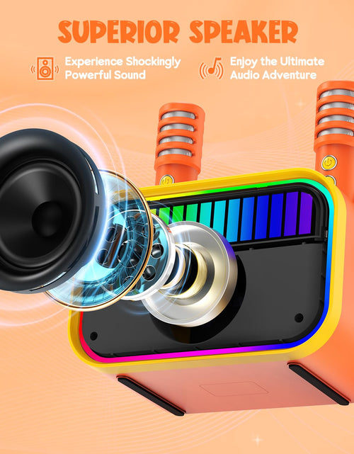 Load image into Gallery viewer, VERKB Karaoke Machine for Kids Portable Bluetooth Speaker 2 Mics Orange
